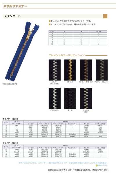 4MGOR メタルファスナー 4サイズ ゴールド オープン