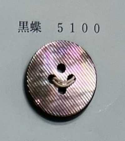 5100 4つ穴 縁なし 黒蝶 貝ボタン