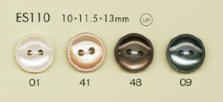 ES110 DAIYA BUTTONS 2ツ穴飾りフチ 貝調ポリエステルボタン