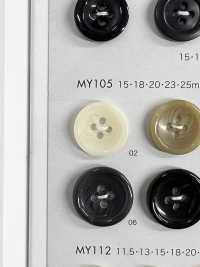 MY105 ポリエステル樹脂製 フチあり 4つ穴ボタン 大阪プラスチック工業(DAIYA BUTTON) サブ画像