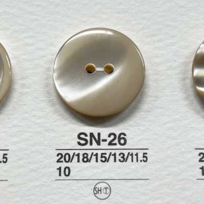 SN26 天然素材 高瀬貝製 2つ穴つや有りボタン