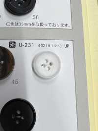 U231 【水牛調】4つ穴 ボタン フチあり ツヤあり 染色用 日東ボタン サブ画像