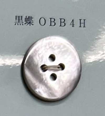 OBB4H 4つ穴 縁なし 黒蝶 貝ボタン
