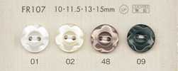 FR107 DAIYA BUTTONS 貝調ポリエステルボタン(花模様)