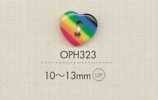 OPH323 DAIYA BUTTONS ハート形ポリエステルボタン(レインボー)