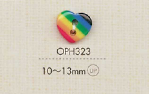 OPH323 DAIYA BUTTONS ハート形ポリエステルボタン(レインボー)