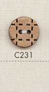 C231 天然素材 2つ穴 ステッチ風 ウッドボタン