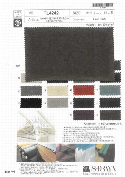 TL4242 SUNNY DRY リネン ツイル 天日干しワッシャー加工