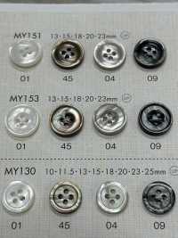 MY153 DAIYA BUTTONS フチ有り 四つ穴 貝調ポリエステルボタン 大阪プラスチック工業(DAIYA BUTTON) サブ画像