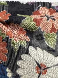 83057 SEVENBERRY® ムラ糸クロス 万葉布 絣に桜菊[生地] VANCET サブ画像