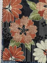 83057 SEVENBERRY® ムラ糸クロス 万葉布 絣に桜菊[生地] VANCET サブ画像