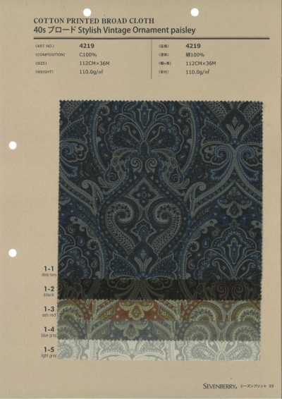 4219 SEVENBERRY® 40s ブロード Stylish Vintage Ornament paisley