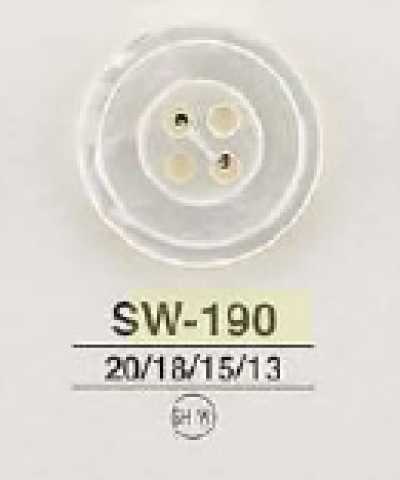 SW190 白蝶貝製 表穴4つ穴ボタン