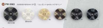 PW2083 ポリエステル樹脂製 表穴2つ穴ボタン