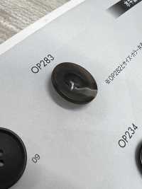 OP283 ポリエステル樹脂製 水牛調 4つ穴ボタン 大阪プラスチック工業(DAIYA BUTTON) サブ画像