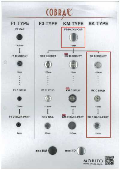 BK-A/B/C/D COBRAX® BK 4SET(CAP/バネ/ゲンコ/ホソ)