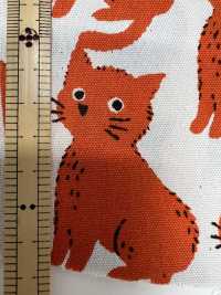 850575 オックス 未晒コットン ねこちどり[生地] VANCET サブ画像