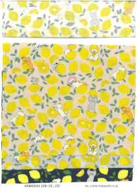 KTS7121 ブロード レモンネコ柄プリント[生地] コットンこばやし サブ画像