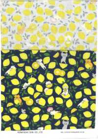 KTS7121 ブロード レモンネコ柄プリント[生地] コットンこばやし サブ画像