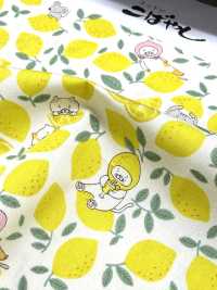 KTS7121 ブロード レモンネコ柄プリント[生地] コットンこばやし サブ画像