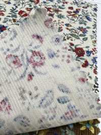 4026-1755-2 21W コール天 小花と鳥[生地] 北高 サブ画像