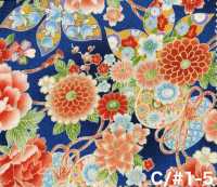 850628 スケア 花金和柄 牡丹菊葵に鼓[生地] VANCET サブ画像