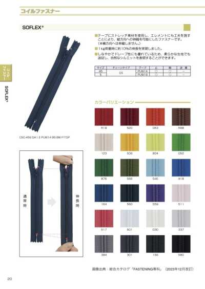 5CSOR-PUW14 SOFLEX® コイルファスナー 5サイズ オープン