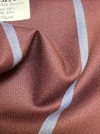SK3523-DR 定番  国産 シルクウールストレッチ ストライプ ダークレッド[生地] 細井商事株式会社 サブ画像