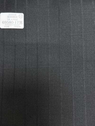 69580-17 26AW HERDREX 【Silk & Wool】 シルクアンドウール 黒 シャドウストライプ