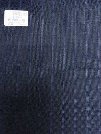 69580-38 26AW HERDREX 【Silk & Wool】 シルクアンドウール 紺 シャドウストライプ
