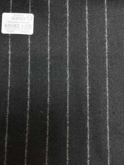 69582-13 26AW HERDREX 【Tasmanian Flannel】 シルクアンドウール 黒 ストライプ