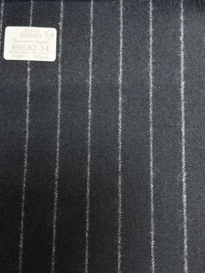 69582-34 26AW HERDREX 【Tasmanian Flannel】 シルクアンドウール 紺 ストライプ