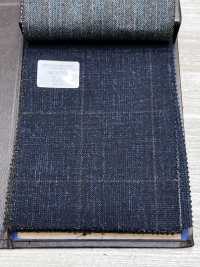 56CN5231 CANONICO(カノニコ) WOOL SILK & LINEN FANCY SUITING ネイビー/ブラウン ウィンドウペン[生地] CANONICO(カノニコ) サブ画像