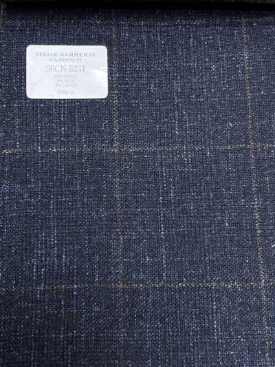 56CN5231 CANONICO(カノニコ) WOOL SILK & LINEN FANCY SUITING ネイビー/ブラウン ウィンドウペン