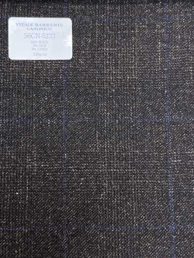 56CN5233 CANONICO(カノニコ) WOOL SILK & LINEN FANCY SUITING ブラウン/ブルー ウィンドウペン