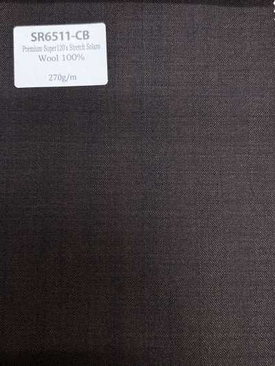 SR6511-CB 定番  国産 Premium Super120's Stretch Solaro チャコールブラウン 無地 玉虫色