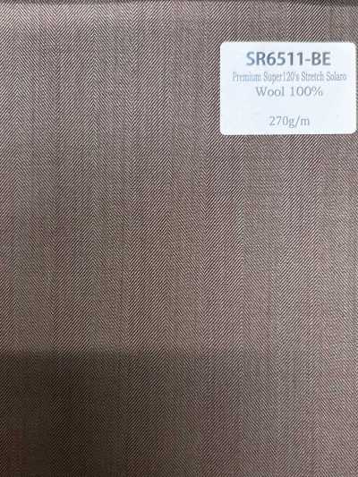 SR6511-BE 定番  国産 Premium Super120's Stretch Solaro ベージュ 無地 玉虫色