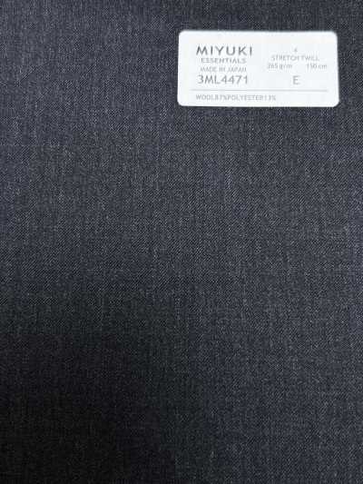 3ML4471 26AW 御幸生地 MIYUKI エッセンシャルズ ESSENTIALS STRETCH TWILL チャコールグレー 無地