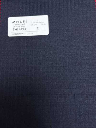 3ML4493 26AW 御幸生地 MIYUKI エッセンシャルズ ESSENTIALS STRETCH TWILL 紺 ストライプ