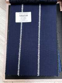 AR6548 ARISTON Super130's ネイビー×白 ストライプ[生地] 細井商事株式会社 サブ画像