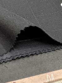 ZA4641 MARZOTTO Super110's ブラック×ブルー 刺繍チェック[生地] 細井商事株式会社 サブ画像