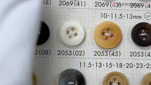2053 ポリエステル樹脂製 フチあり4つ穴ボタン 大阪プラスチック工業