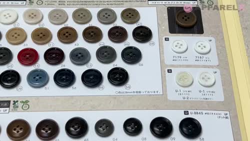 U1 【ナット調】4つ穴 ボタン フチあり ツヤあり 染色用 日東ボタン