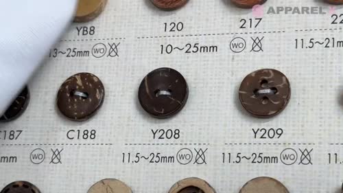 Y208 天然素材 ウッド 2つ穴 ボタン 大阪プラスチック工業(DAIYA