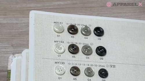 MY151 DAIYA BUTTONS フチ有り 四つ穴 貝調ポリエステルボタン 大阪