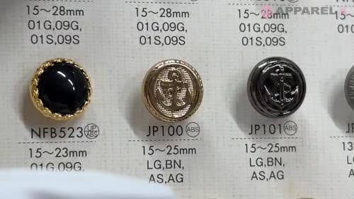 襟先飾り3点セット 内1点止めネジ無し金色メタル