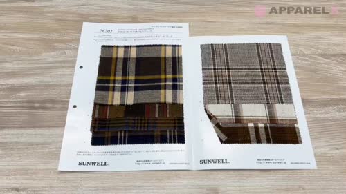 生地一覧① 26201 先染20s綿/麻平織り起毛チェック[生地] SUNWELL