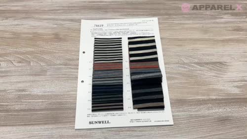 76619 サテンドールアクリル/ウール天竺ボーダー[生地] SUNWELL