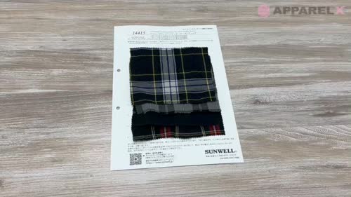 14415 コットン/ポリエステルサッカータータンチェック[生地] SUNWELL
