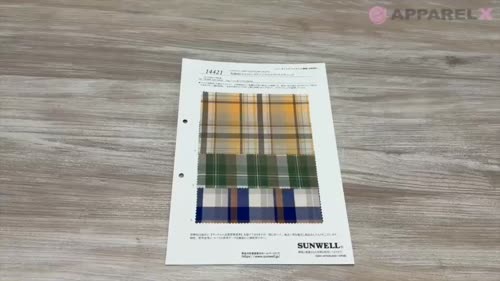 14421 先染60/2コットンメランジクロスマドラスチェック[生地] SUNWELL